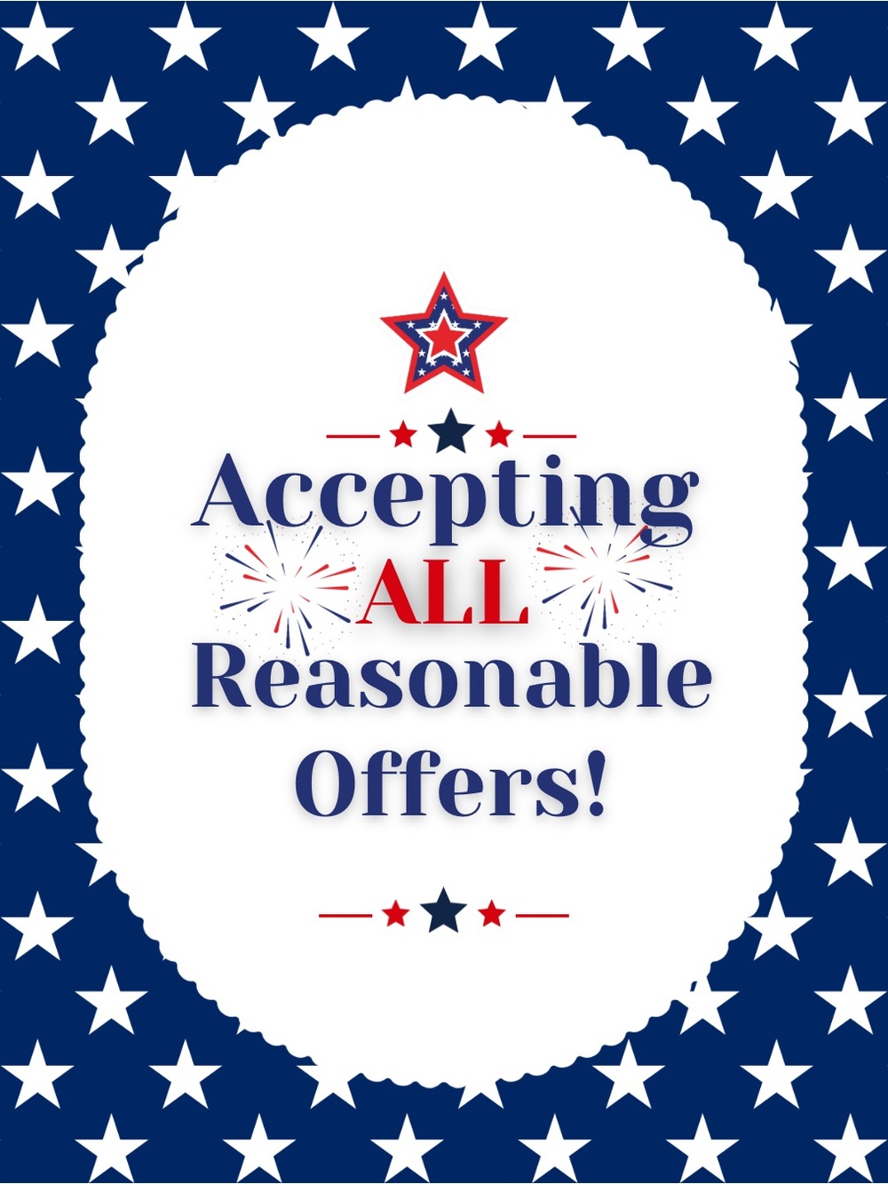 Accepting All Reasonable Offers Graphic Sign